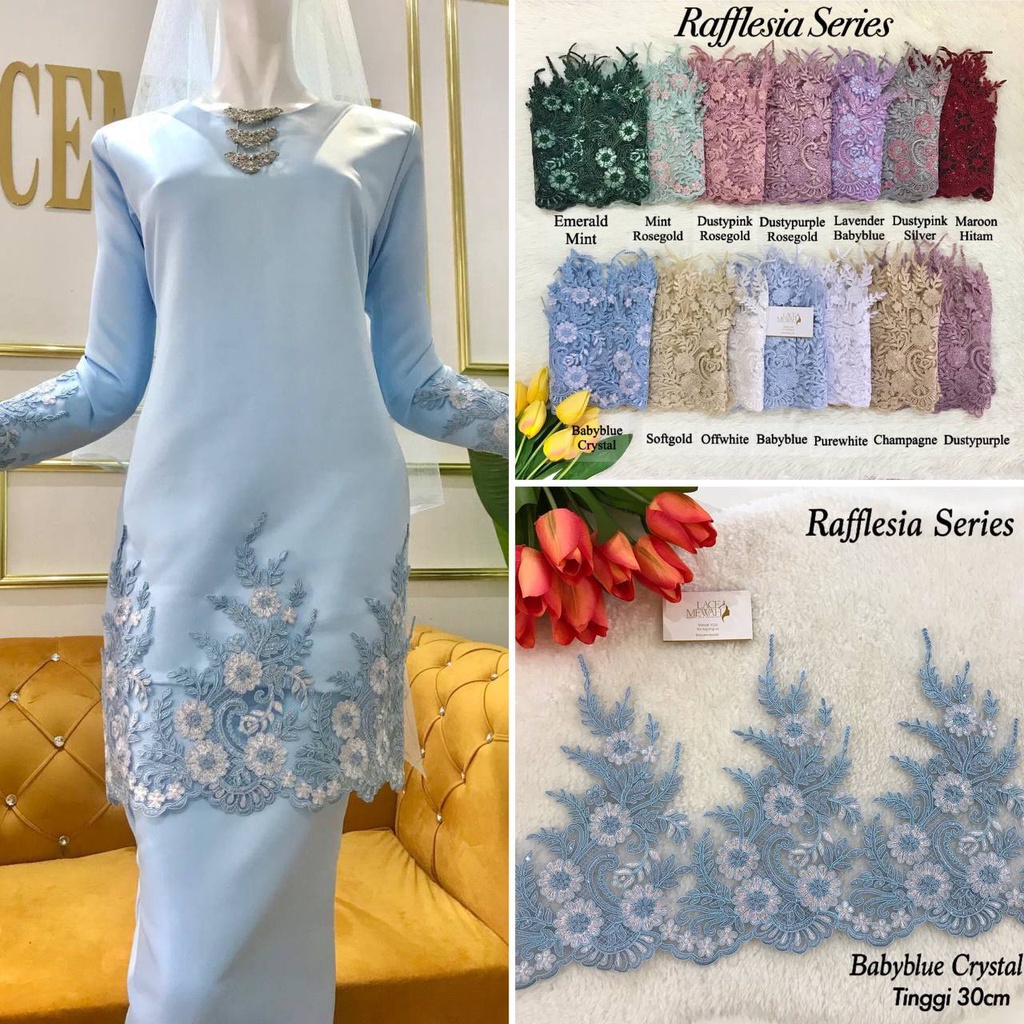 🌸KERAWANG KEMAS🌸 BORDERLACE TINGGI JAHITAN CANTIK SESUAI UNTUK ...