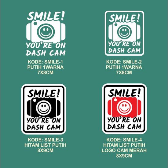 Cutting Sticker SMILE YOURE ON DASH CAM Oracal Material Dashcam Sticker ...