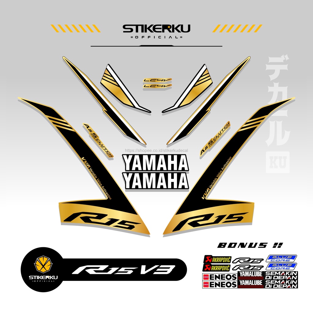 Striping YAMAHA R15V3 1st Edition/STOCK DECALS/ORI/Motorcycle STICKER ...