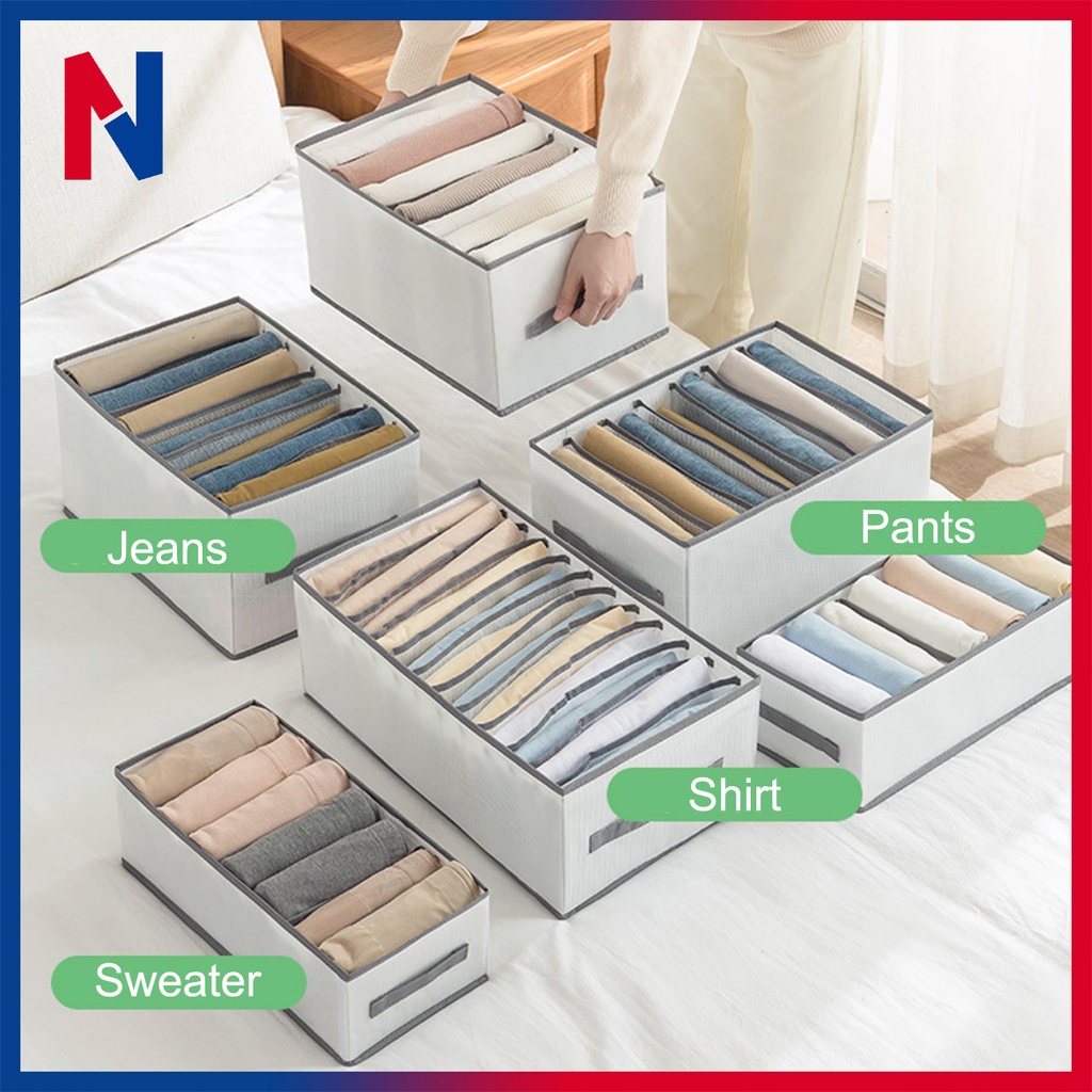 [NOVII] Storage Box Foldable Wardrobe Organizer Jeans Sweater Clothes ...