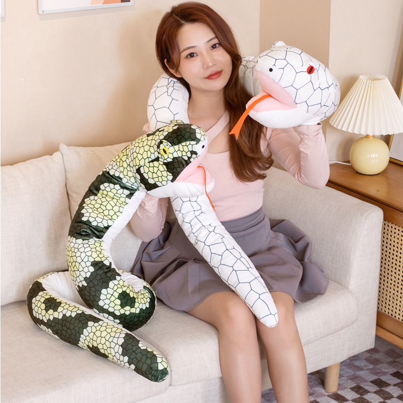 165cm Python Plush Toy Stuffed Animal Snake Plushies Hand Puppet Funny ...