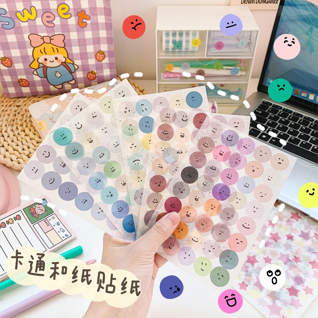 INS Smiley Face Stickers Set Scrapbooking Planner Stickers Stationery ...