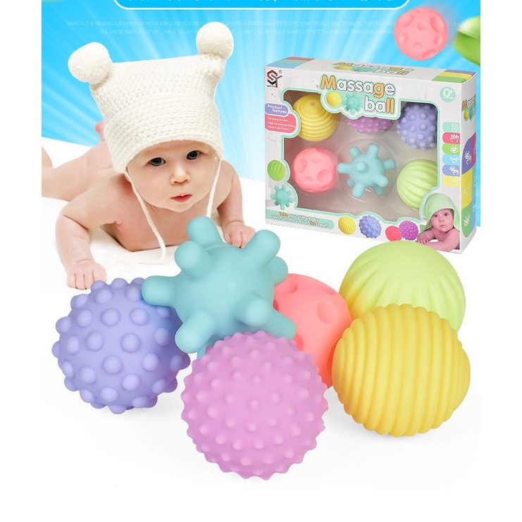 6 Piece Multi Sensory Ball Set Baby Hand Grasping Ball for Baby Massage