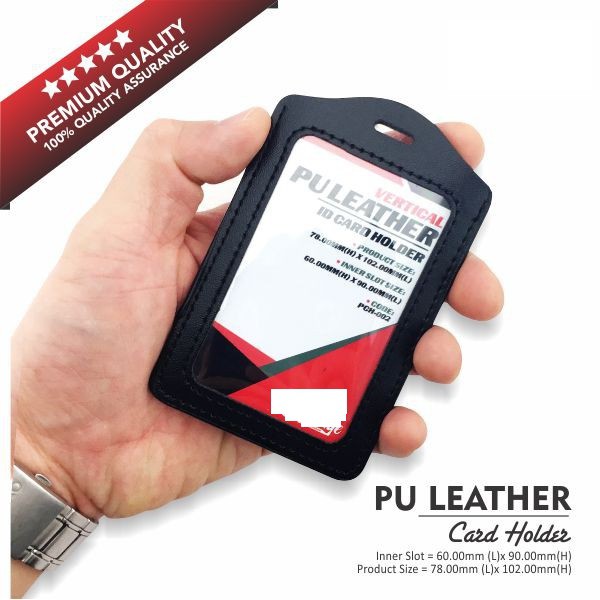 VERTICAL Single Slot PU Leather ID Card Holder Premium Quality Employee