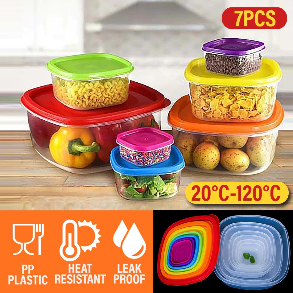 Feeton_homeware [ 7 PCS ] Food Storage Plastic Box in Various Sizes