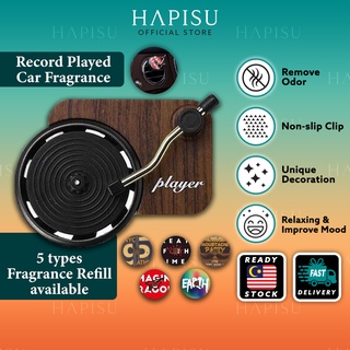 HAPISU Car Fragrance Car Perfume Clip Car Clip Record Player Vinyl Car  Fresheners Wangian Kereta Pewangi Kereta汽車香水