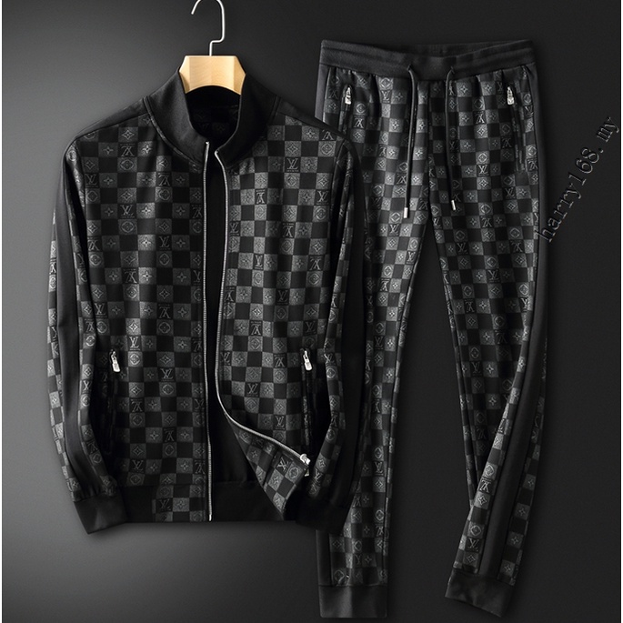 L~V LOUIS two pieces set men's luxury VELVET tracksuits sport jacket pants  sizeS-4XL M856
