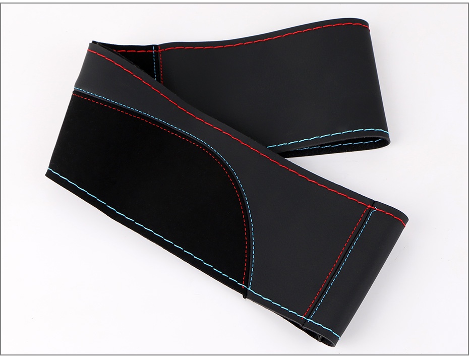 Steering Wheel Cover DIY Carbon Leather - 15/38cm Black With Needle & Thread Car Steering Wheel Cover