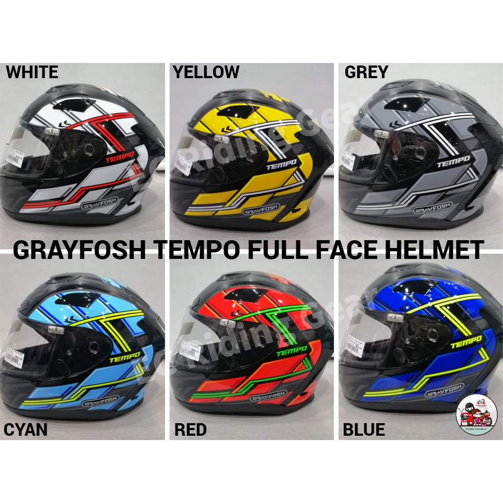 GRAYFOSH FULL FACE TEMPO HELMET WITH CLEAR VISOR Shopee Malaysia