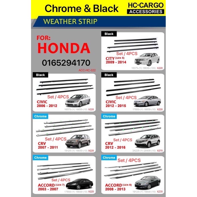 Xps  Ready Stock Crv WEATHERSTRIP Honda CR-V CRV 2007 2008 2009 2010 2011 Weatherstrip Window Seal Car Window Moulding Trim Seal Chrome Door Out For Crv I.304188002