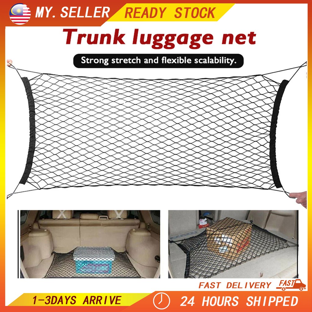 Car Trunk Cargo Net Kereta 110*50cm Elastic Car Mesh Nylon Net Rear