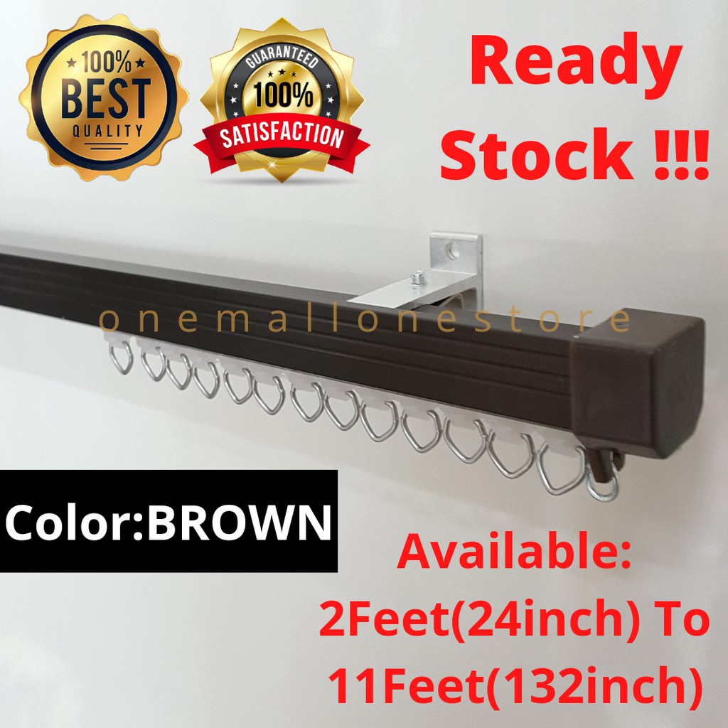 2Feet(24inch)-20Feet(240inch)-BROWN-COMPLETE SET High Quality Curtain ...