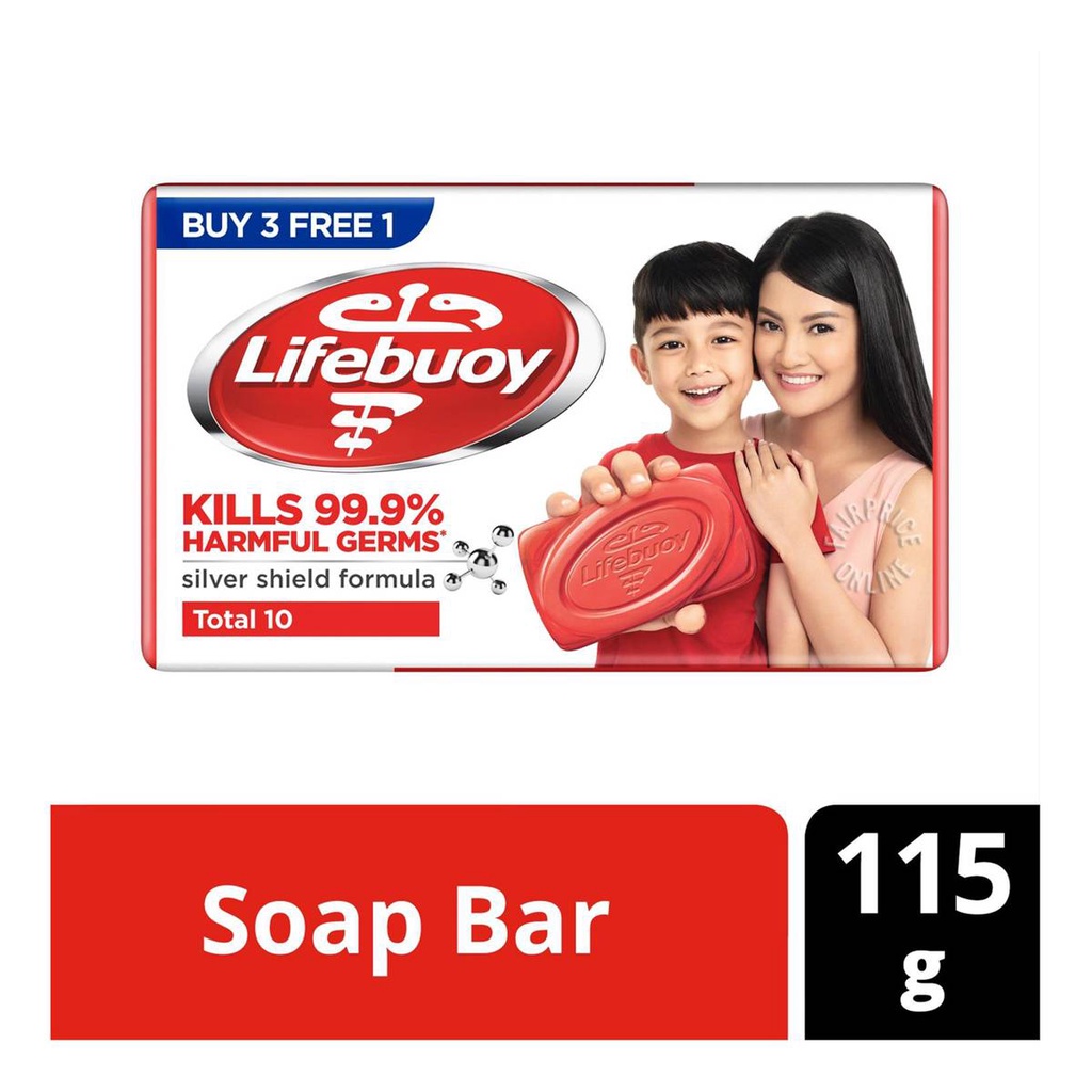 Lifebuoy Anti Bacterial Bar Soap Kills 99.9 Harmful Germs 110G x 4's