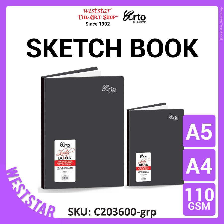 Campap Arto A5 Hard Cover Sketch book (Acid free drawing paper