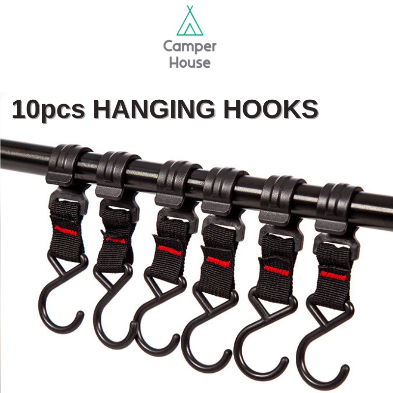 [Ready Stock] 10pcs Hanging Hooks for Camping Triangle Tripod Pole Rope ...