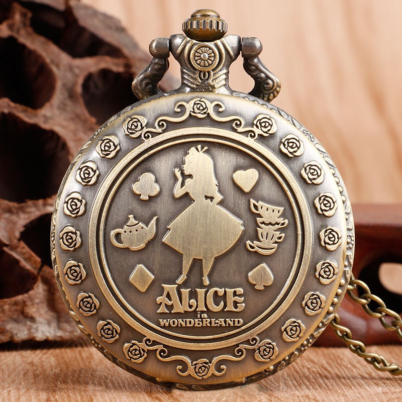 Retro Classic Bronze Alice in Wonderland Rabbit Quartz Pocket Watch ...