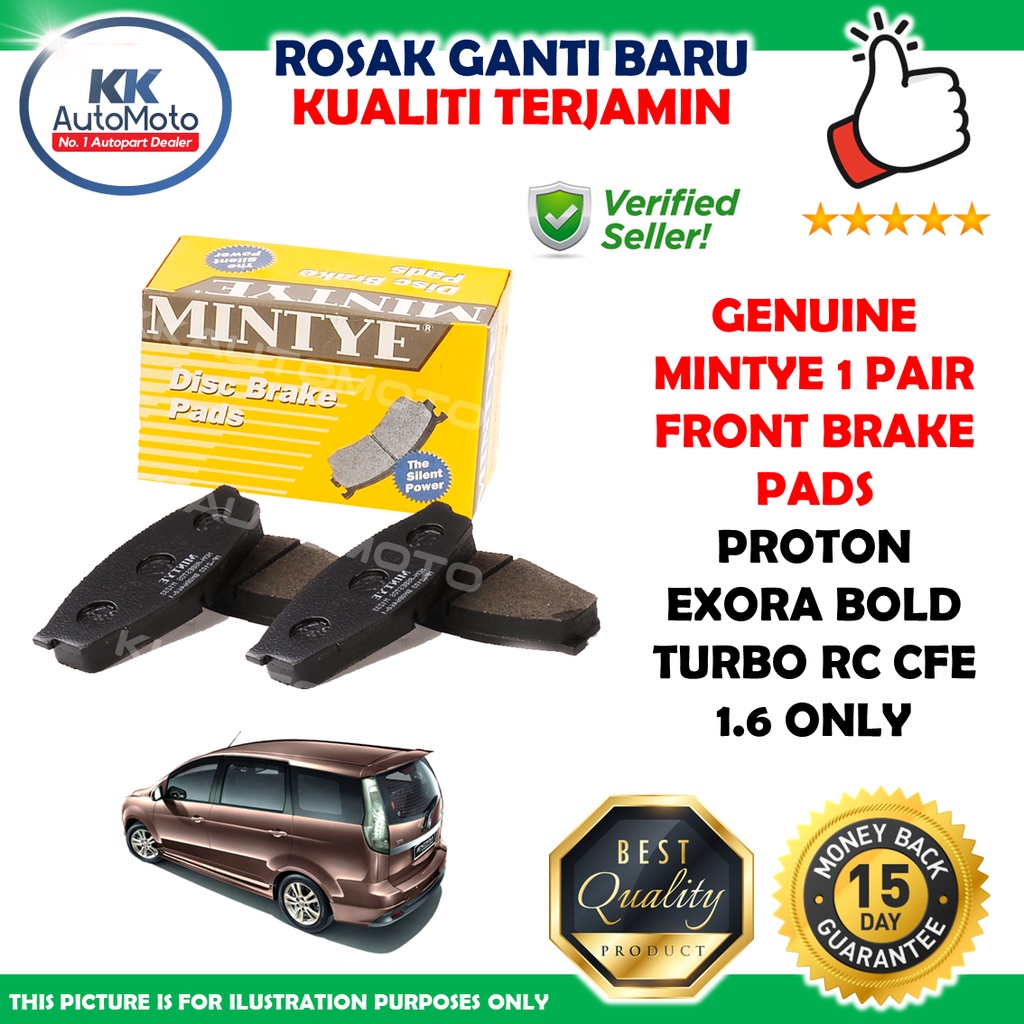 Proton Exora Bold Turbo RC CFE 1.6 Only Genuine Mintye 1 Pair Front Brake Pads Set Brek Pad