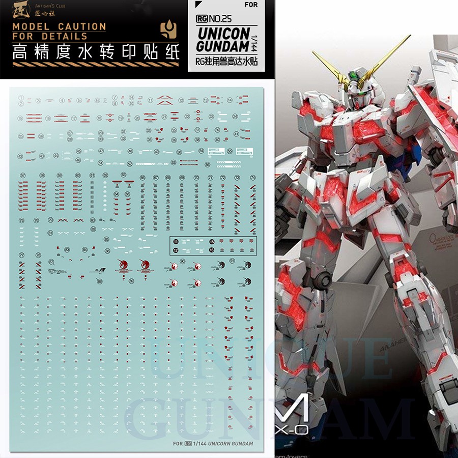 [Artisan's Club] RG25 RG 1/144 RX-O UNICORN GUNDAM WATER SLIDE DECAL ...