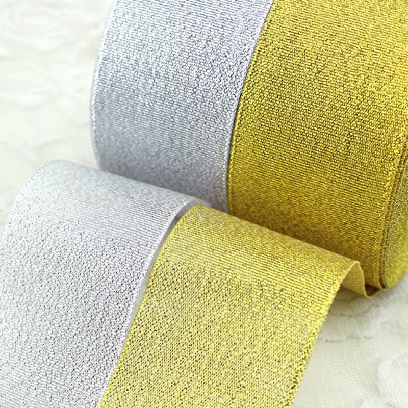 25 yards/batch 50mm gold and silver ribbon Christmas packaging ribbon ...