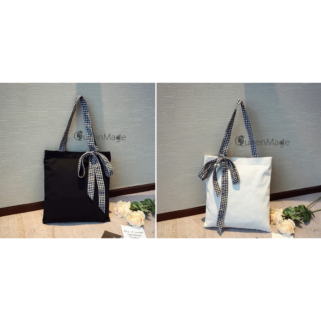QM BigRibbon Cute Tote Bag Student Tote Bag Aesthetic Cute Bag Tote