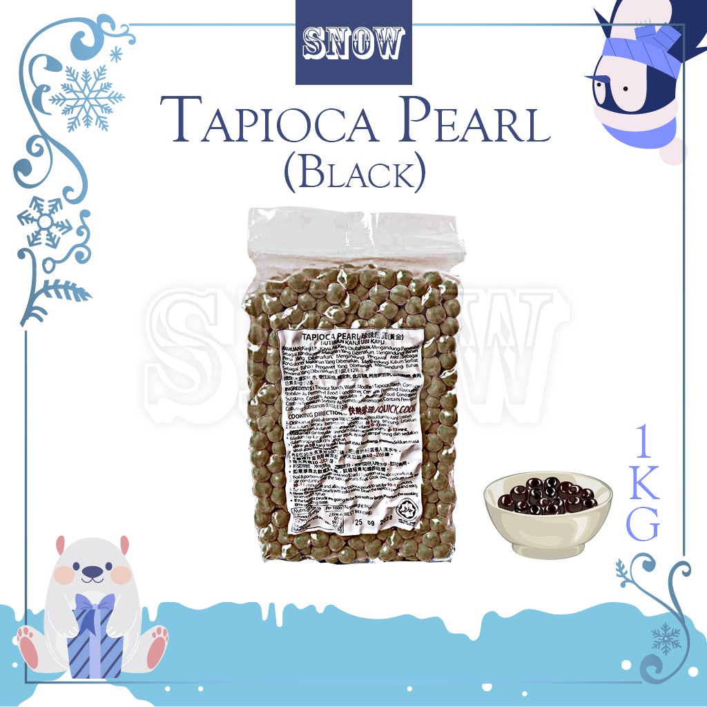 Tapioca Boba Black Pearl 1kg Boba Pearl Topping Beverage Halal Bubble