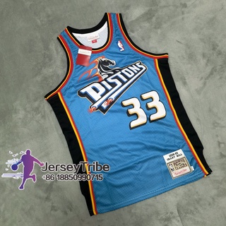 NBA Basketball Men's Mitchell&Ness Jersey Detroit Pistons #33 Grant Hill  1998-99 Mesh Vintage Jerseys Blue