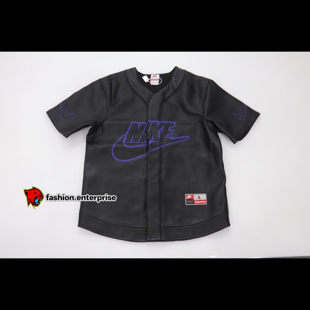 Supreme Nike FW19 Leather Baseball Jersey Red Size S