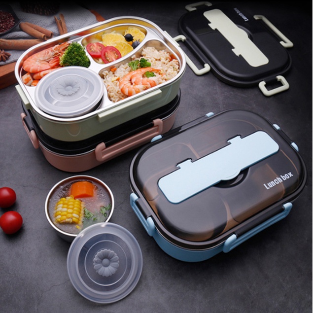304 Stainless Steel Lunch Box 2 Slot 3 Slot Thermal Lunch Box Keep Warm