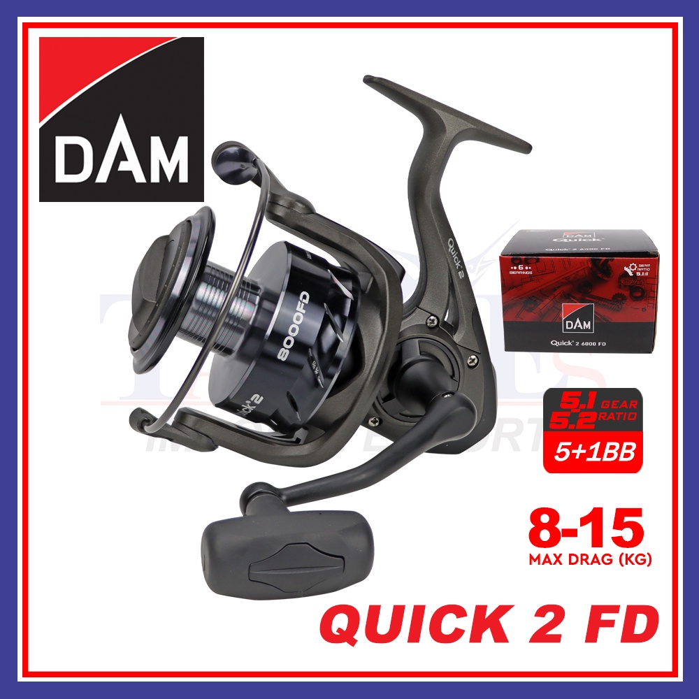 Max Drag 8kg-15kg DAM Quick 2 FD 5+1BB Versatile Spinning Fishing