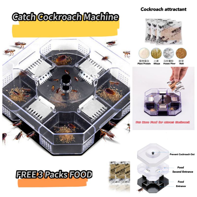 AHOME Reuseable Cockroach Trap Box Non-Toxic Insert Killer Catcher ...