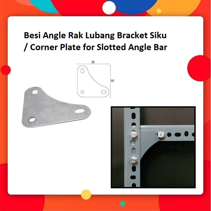 Besi Angle Rak Lubang Bracket Siku / Corner Plate for Slotted Angle Bar ...