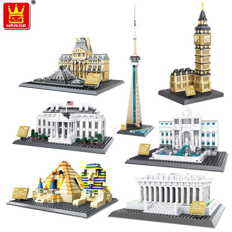 Wange Blocks Architecture Building Bricks Louvre of Paris Model Pyramid ...