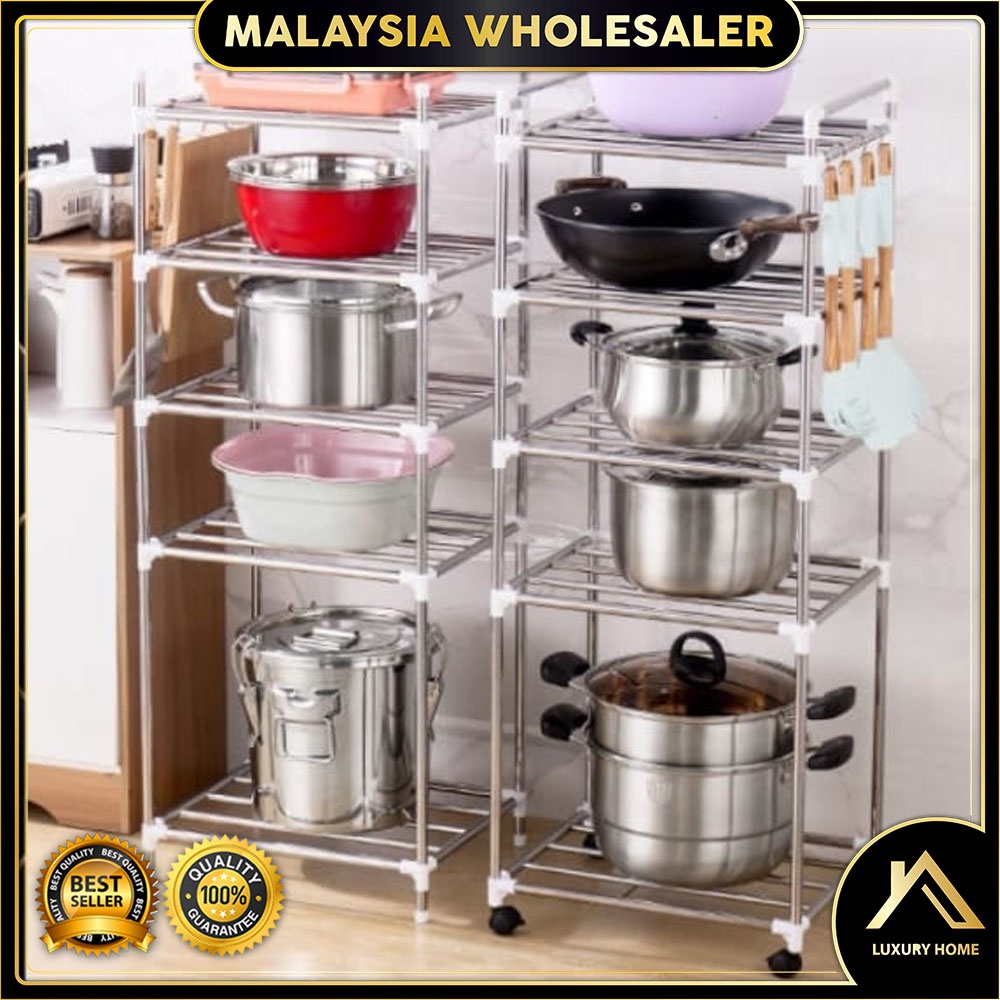 🔥CLEAR STOCK KILANG TUTUP🔥Stainless Steel Kitchen Storage Rack Hot Pot ...