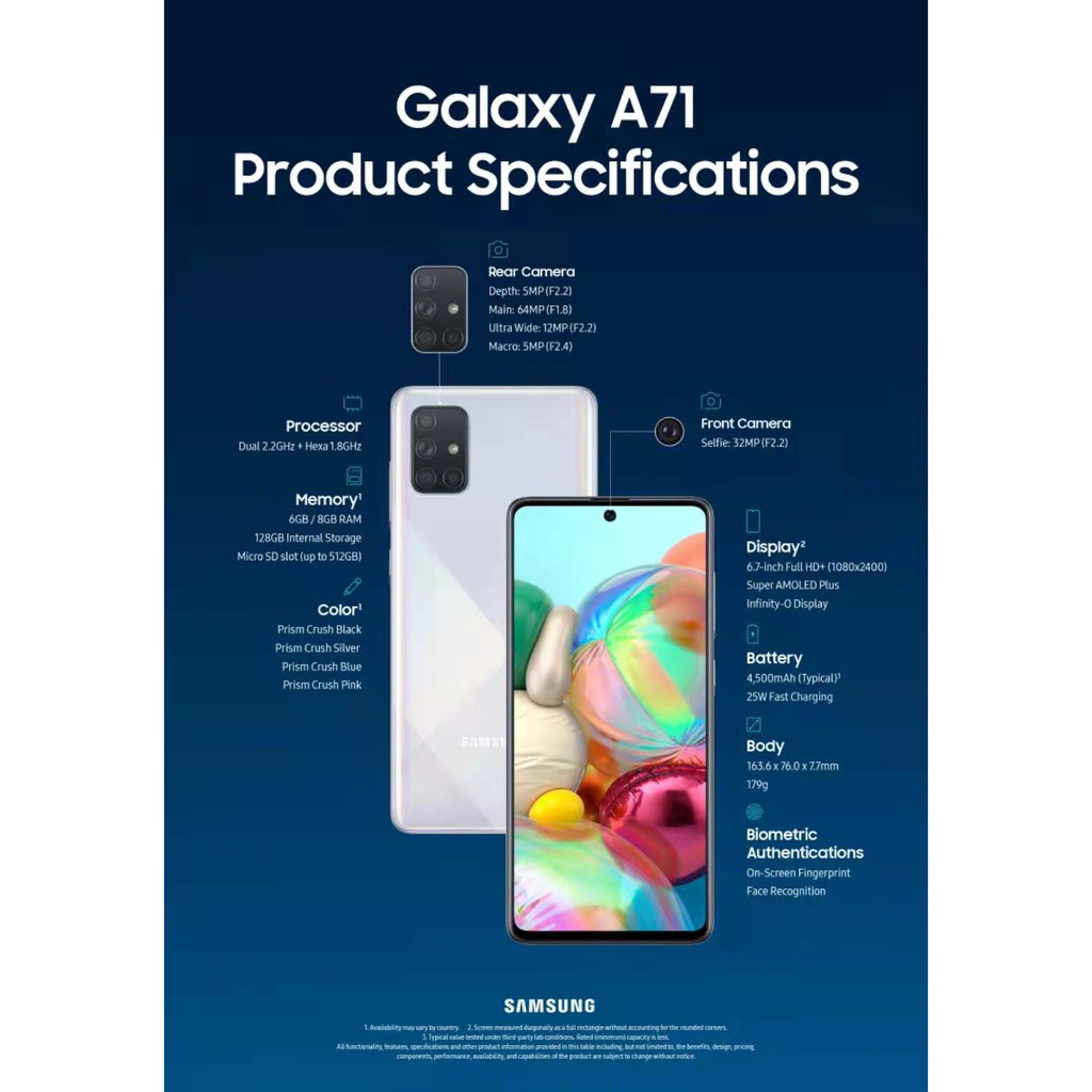 8gb Ram 128gb Samsung A71 Features And Price Samsung Galaxy A71 5G