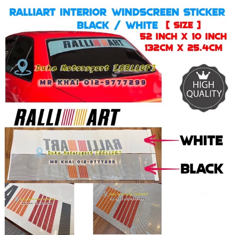 Inside / Dalam 10Inch Ralliart Car Windscreen Sticker Ralliart Depan ...
