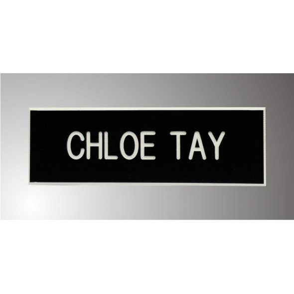 ENGRAVED Black/White NAME TAGS Serrated Lock Pins for STAFFS l ROWMARK ...