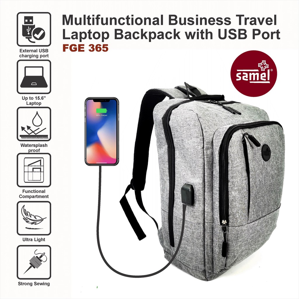 SAMEL FGE 365 MULTIFUNCTIONAL BUSINESS TRAVEL LAPTOP BACKPACK WITH USB