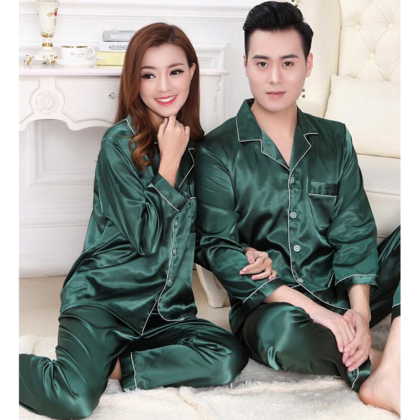 Quality Long Sleeves Silk Pajamas set *ALU~Lovers Silk High | Shopee ...