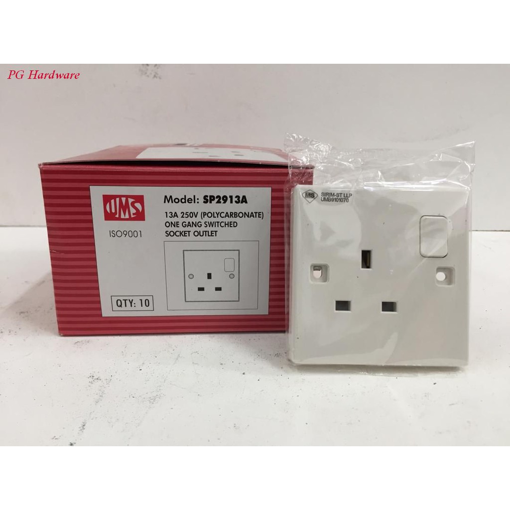 UMS SP2913A 1 Gang Switch Socket @13A | Shopee Malaysia