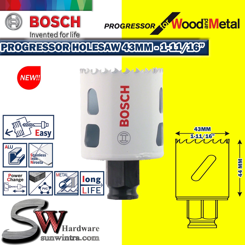 Bosch Progressor Hole Saw For Wood & Metal (New Gen.)(Different Size