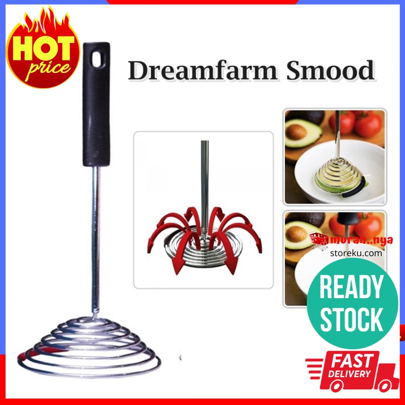 Dreamfarm Smood - One-Press Spring Coil Potato Masher with Silicone Pot Scraper