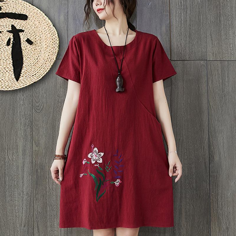New year Women dress Plus size Cotton and Linen Dress high quality ...