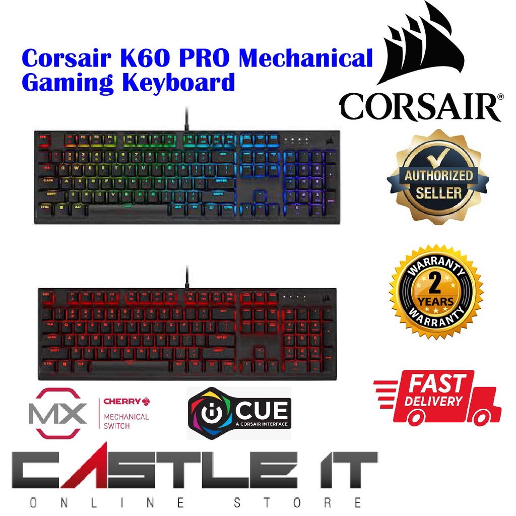 Corsair K60 PRO Mechanical Gaming Keyboard Backlit RGB LED / RED LED ...