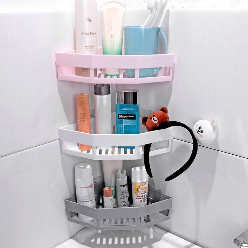 Bathroom Rack Wall Mounted Plastic Kitchen Storage Bathroom Shower ...