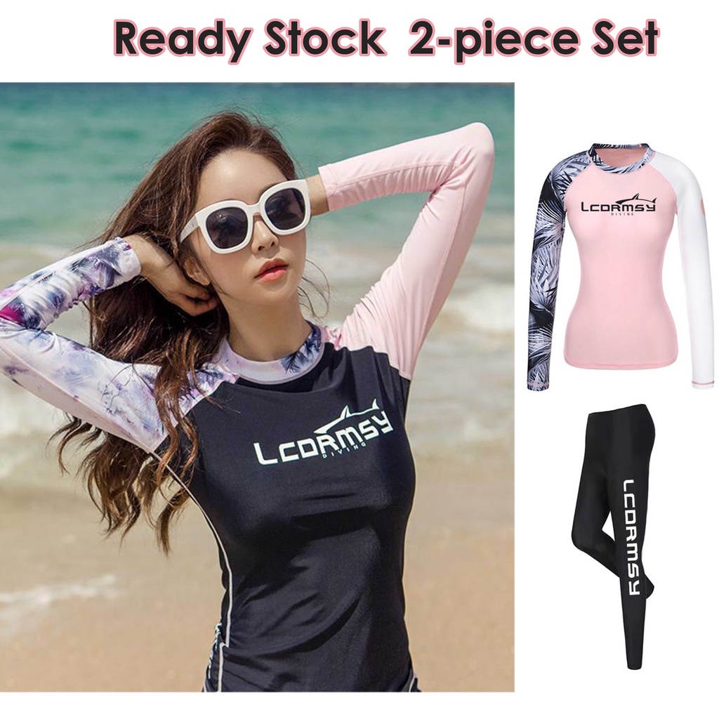Padded Korean Swimsuit Diving Suit Swimwear Long Sleeve Sun Protect