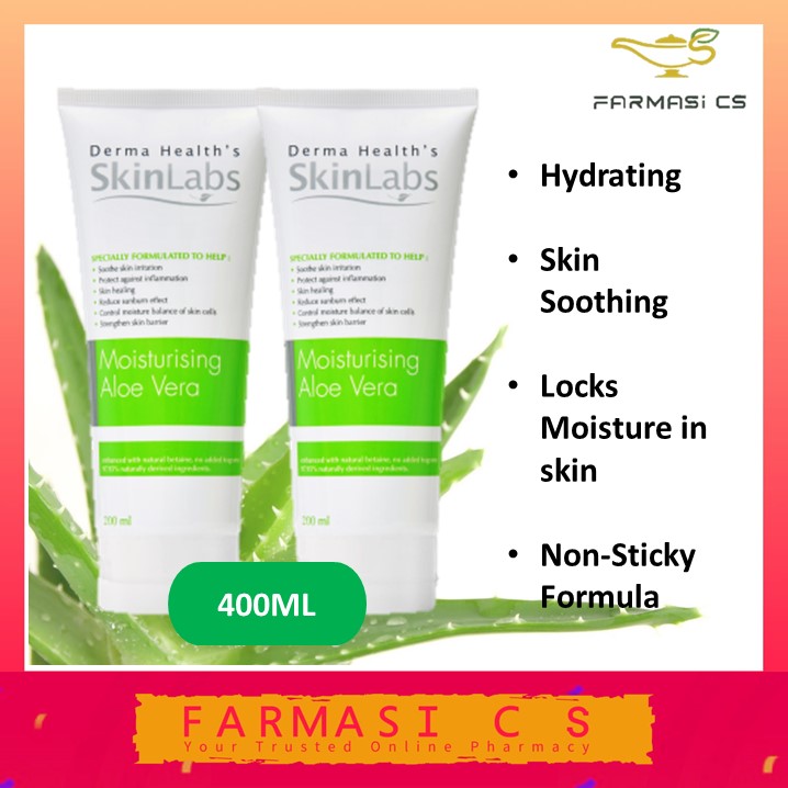 SkinLabs Moisturising Aloe Vera Gel 200ml x 2 tubes (TWIN) EXP03/2027
