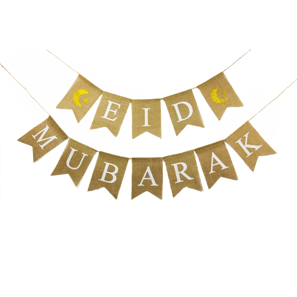 Eid Mubarak Jute Banner Hari Raya Decorations Eid Decorations Eid