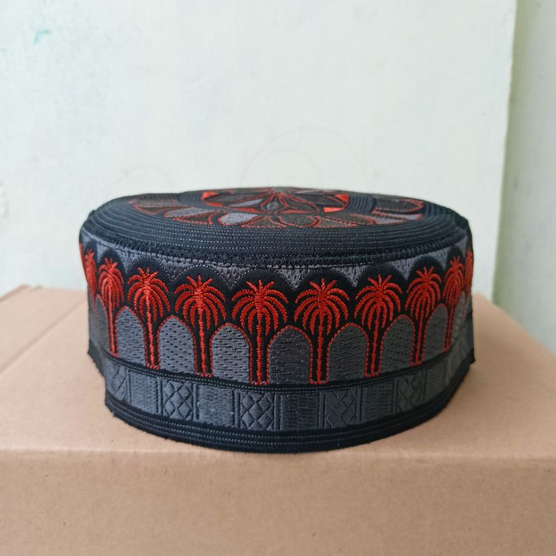 Bangladesh Medina Bugis Cap With Full Embroidered Date Palm Tree Motif ...