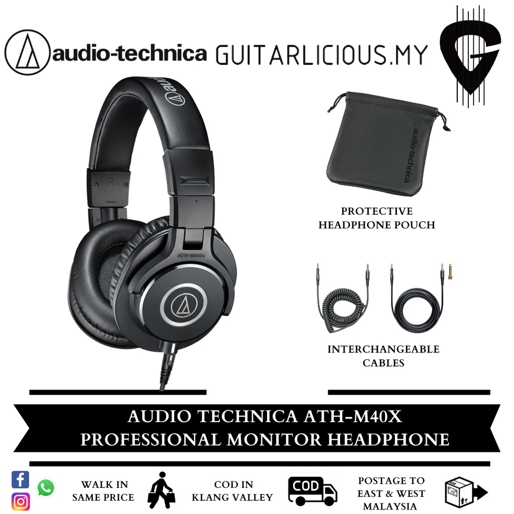 Audio Technica ATHM40x Professional Monitor Headphones (ATH M40x / ATHM40x / M40) Shopee Malaysia
