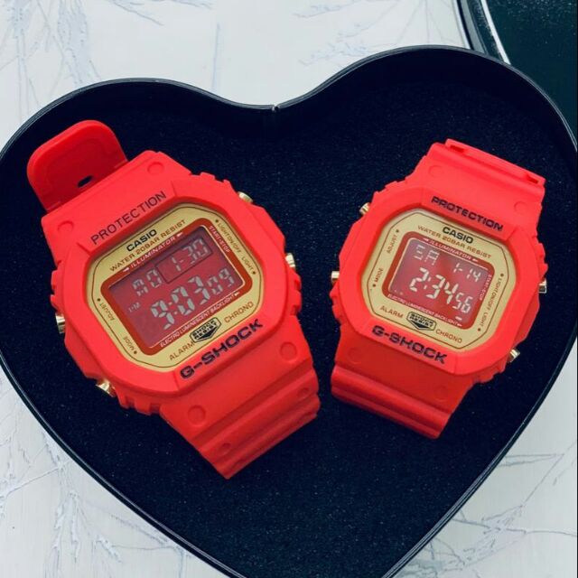 G Shock Petak Couple Set DW5600 merah Free Box Shopee Malaysia